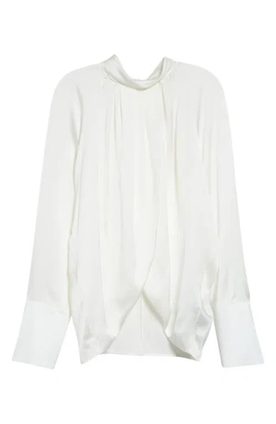 Balmain Draped Silk Top In White