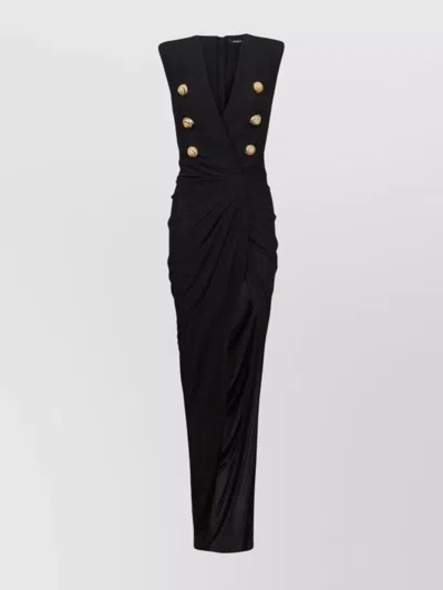 BALMAIN DRAPED SKIRT KNEE LENGTH DRESS