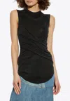 Balmain Double-collar Twisted Tank Top In Black