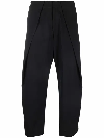 Balmain Draped Straight-leg Cropped Trousers In Black