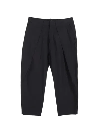 Pre-owned Balmain Draped Straight-leg Cropped Trousers In Black