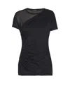 Balmain Black Round Neck Draped Design T-shirt In Black
