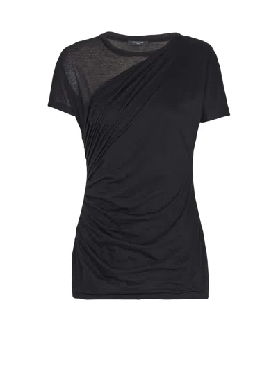 BALMAIN DRAPED T-SHIRT