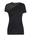 Balmain Black Round Neck Draped Design T-shirt In Black