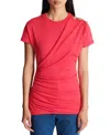 Balmain Draped T-shirt With Buttons In Pink