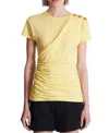 Balmain Draped T-shirt With Buttons In Yellow
