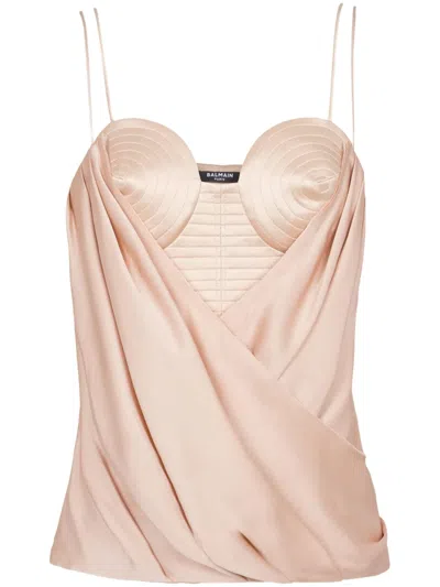 BALMAIN DRAPED TANK TOP