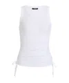 Balmain Stretch-cotton Drawstring Tank Top In White