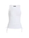 Balmain Stretch-cotton Drawstring Tank Top In White