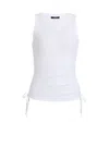 Balmain Stretch-cotton Drawstring Tank Top In White