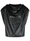 Balmain Drapiertes Oberteil Aus Faux-leder In Black