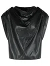 Balmain Drapiertes Oberteil Aus Faux-leder In Black