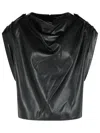 Balmain Drapiertes Oberteil Aus Faux-leder In Black