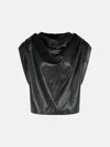 Balmain Draped Top In Black Eco-leather