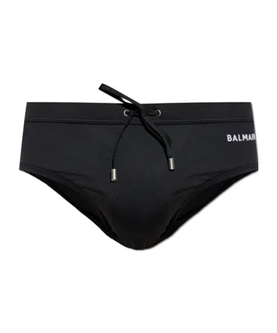 Balmain Drawline Swimming Trunks In Black