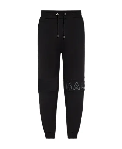 Balmain Drawstring Cotton Track Pants In Black