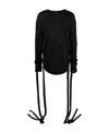 Balmain Drawstring-detail Long-sleeve T-shirt In Black