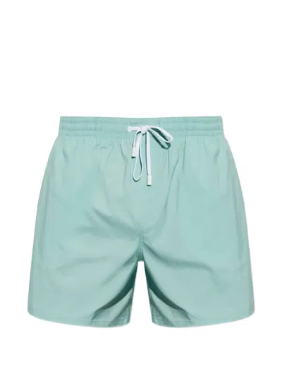 Balmain Drawstring Logo Swim Shorts In Blue