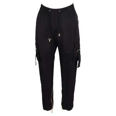 Balmain Drawstring Slim-fit Cargo Pants In Black Cotton