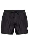 Balmain Black Jacquard Logo Swim Shorts In Black