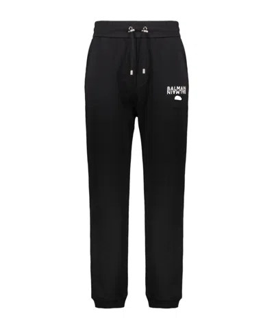 Balmain Drawstring-fasteningl Logo-detail Track Pants In Black