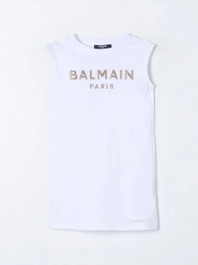 Balmain Dress  Kids Kids Color White In White