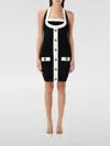 Balmain Black Dress With Square Neckline And Decorative Buttons In Black