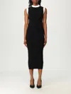 Balmain Sleeveless Torsade Knit Long Dress In Black