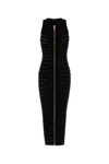 Balmain Sleeveless Cutout Zip Halter Maxi Dress In Black