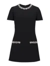 Balmain Short-sleeve Embroidered Collar And Pocket Mini Dress In Black