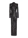 Balmain Three-button Sequin Embroidered Backless Gown In Black
