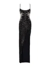 Balmain Palm Tree Embroidery Extra-long Dress In Black