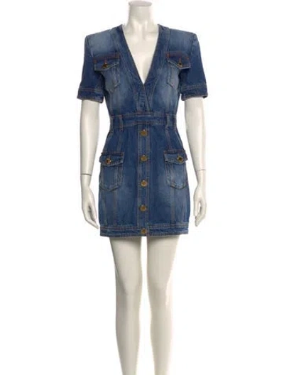 Pre-owned Balmain Dress In Blue