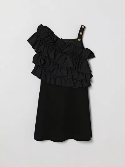 Balmain Kids' ドレス  ボーイ カラー ブラック In Black