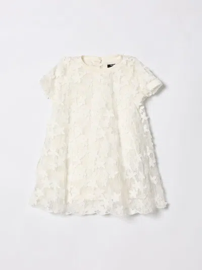 Balmain Kids Floral Laced Dress In White