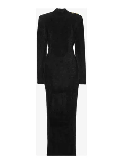 Balmain Dress Ls Midi In Black