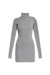 Balmain High-neck Bodycon Short Dress In Gray