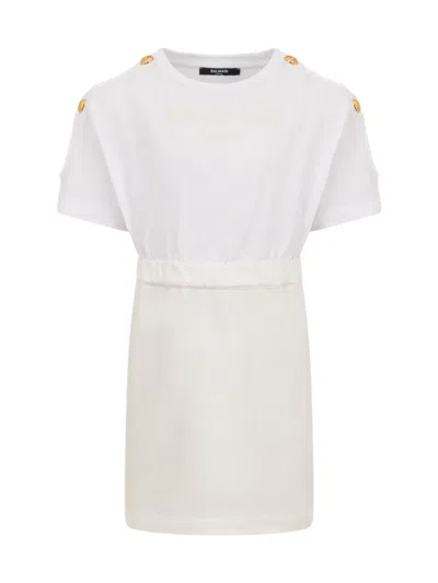 Balmain Dress With Logo In White
