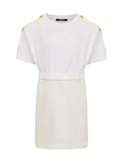 Balmain Dress With Logo In White