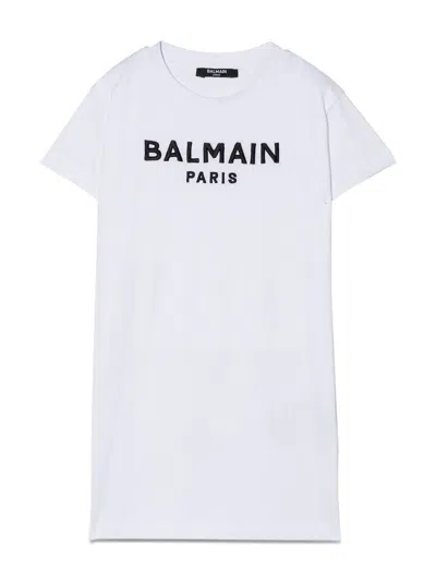 Balmain Kids' Dress With Logo In White