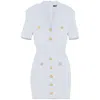 Balmain Button-embellished Ribbed-knit Minidress