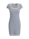 Balmain Tweed Mini Dress With Lurex Thread In Blue