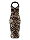 Balmain Halterneck Leopard Print Jacquard Bodycon Dress