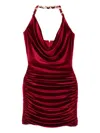 Balmain Chain-embellished Draped Velvet Mini Dress