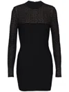 Balmain Monogram Lurex Sheath Dress With Back Zip In Black