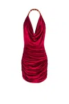 Balmain Red Chain-detail Velvet Mini Dress In Red