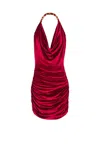Balmain Red Chain-detail Velvet Mini Dress In Red