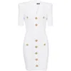 Balmain Button-embellished Ribbed-knit Minidress In White