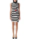 Balmain Asymmetric Stripes Mini Dress In White