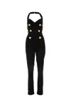 Balmain Crepe Texture Halterneck Jumpsuit With Button Detailing